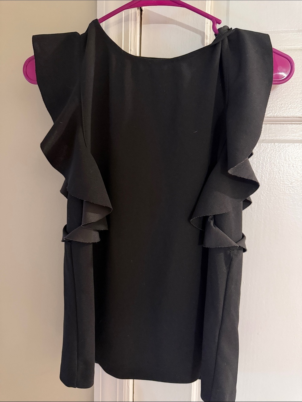 Black Ruffle Sleeve Women's Blouse